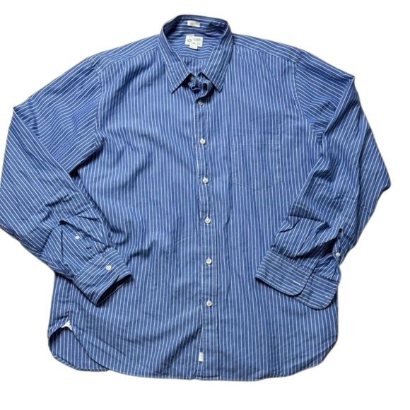 J Crew Men’s Blue Striped Cotton Poplin Button Down XL 17 - 17.5 - Picture 2 of 6